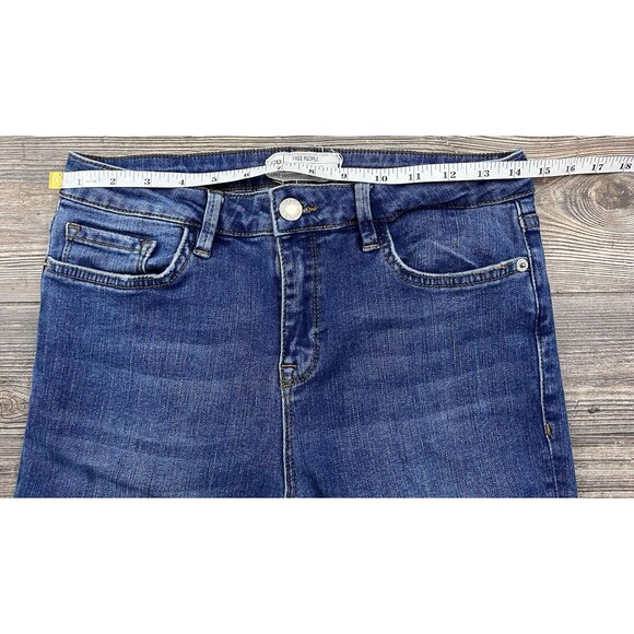 Free People Jeans Raw Bootcut Raw Hem Mid Rise Blue 29/27 Festival Boho Hippie - Picture 7 of 13